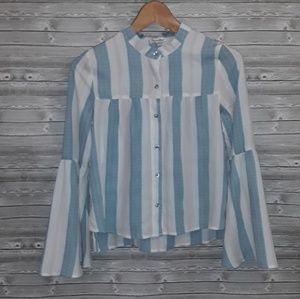 Love, fire stripped bell sleeve blouse